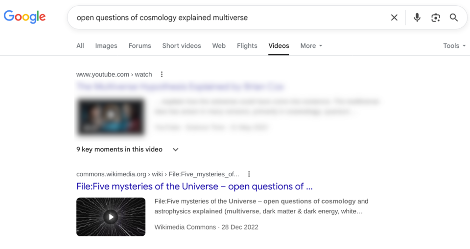 Video on Commons now showing in Google (success)