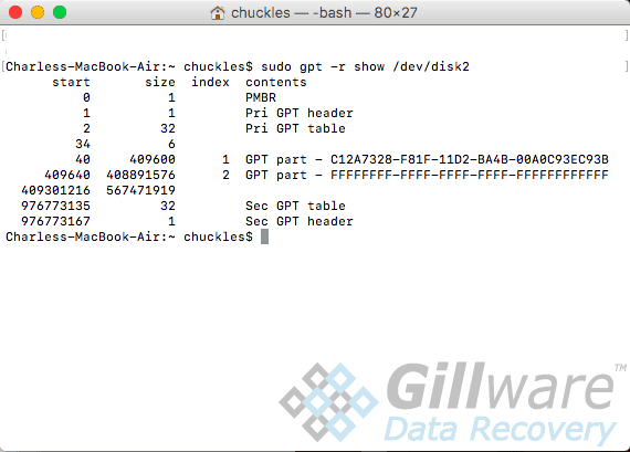 Step 2 APFS data recovery -- Examining boot sector after High Sierra upgrade failure