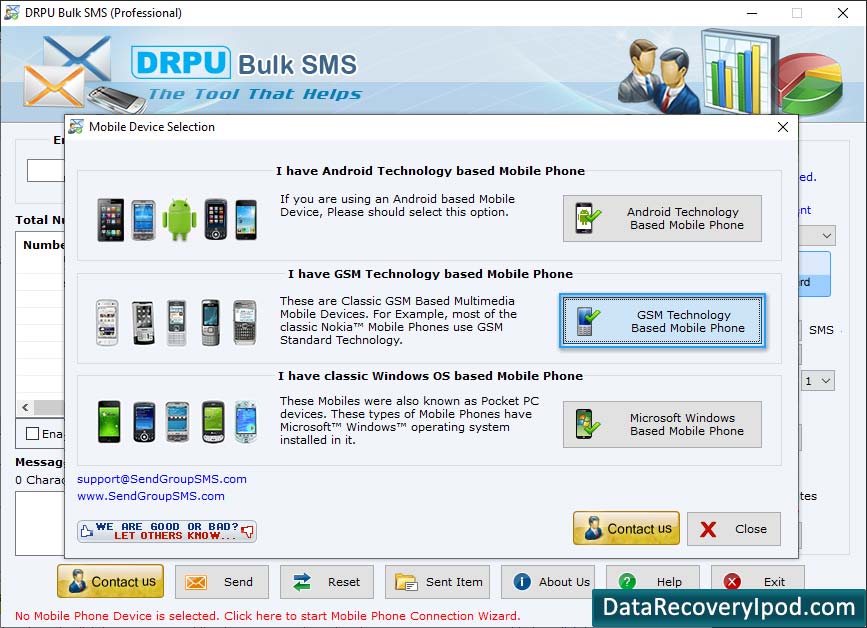 Bulk text messaging Software for GSM Mobile Phones